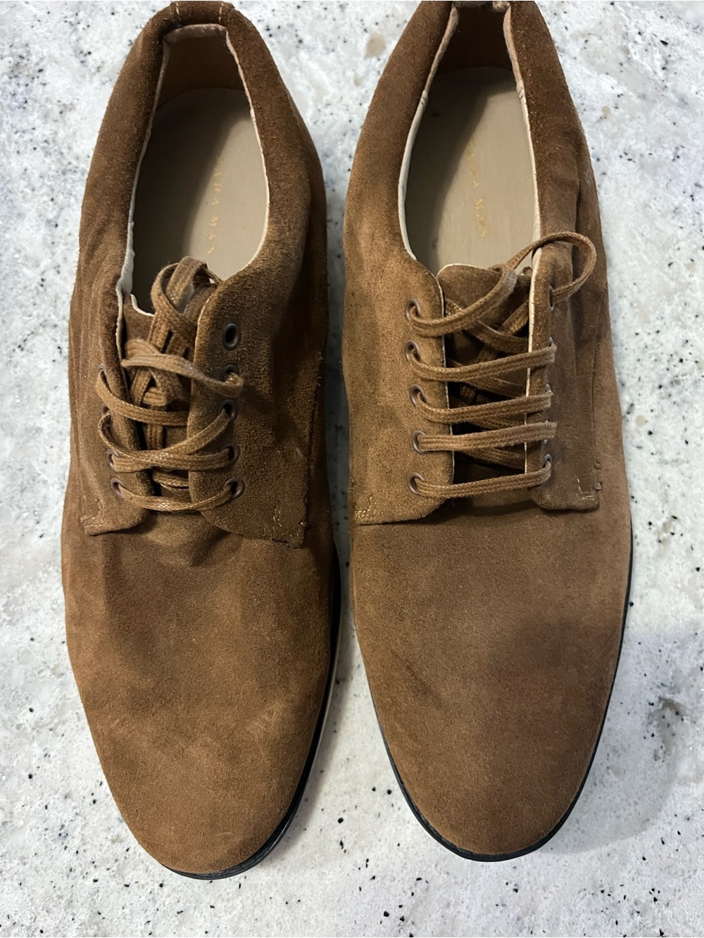 Zara Brown Suede Derby Lace-Up Shoes